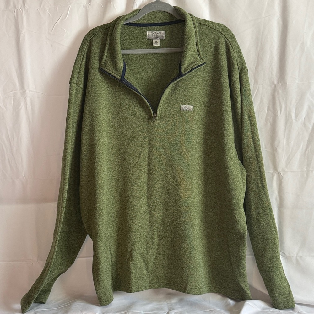 Olive Green Zip-Up Sweater for Men